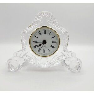 Vintage Crystal Desk Mantel Shelf Clock Quartz Untested Excellent Condition